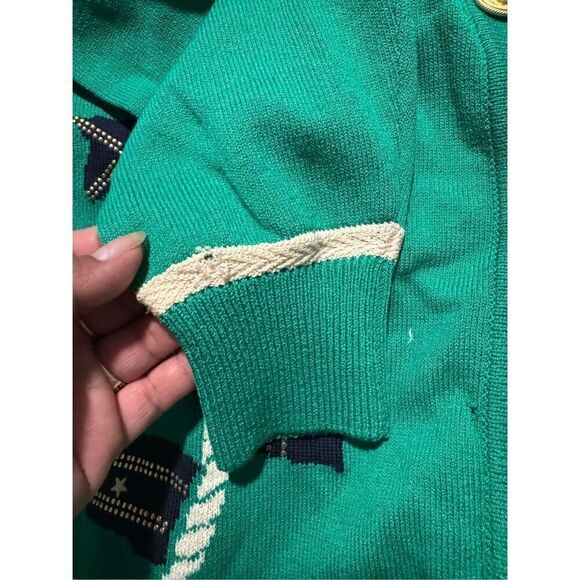 St. John Green jacket sweater with sailboat logo gold front buttons P - Picture 6 of 14